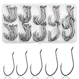 Catfish Hooks Big River Bait Hook 100pcs Fishing Hooks Saltwater Live Bait Ocean Offset J Hooks Wide Gap Big Game Flathead Hook Fishing Tackle Gear