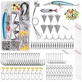 Saltwater Fishing Tackle Kit, 136pcs Surf Fishing Gear Fish Finder Rigs Saltwater Fishing Lures Crankbait Spoon Pyramid Sinker Fishing Hooks Leaders Swivels Ocean Fishing Tackle Accessories