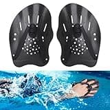 Hianjoo Swimming Hand Paddles for Adult and Junior (1 Pair), Power Strength Train Swim Fins Pool Exercise Swimming Accessories for Novice and Professional Use (Black)