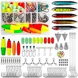 Catfish Rig Catfishing Tackle Making Kit, 170pcs Santee Cooper Rig with Bobbers Floats, Rattling Float Lure Baits, Hooks Swivels, Sinker Weights, Rattler Beads, Various Catfish Tackle Accessories