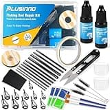 PLUSINNO Fishing Pole & Rod Repair Kit,Complete Supplies for Fishing Pole Tip Replacement with Epoxy Glue,Carbon Fiber Sticks,Top Eyelets and Wrapping Thread.