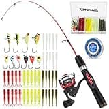 PLUSINNO Ultralight Ice Fishing Rod and Reel Combo, 25”/26”/27”/28” Sensitive Ice Fishing Pole Ice Fishing Gear for Walleye Perch Panfish Bluegill-I