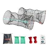 BasicGear Crab Trap Bait Lobster Crawfish Shrimp Portable Folded Cast Net Collapsible Fishing Traps Nets Fishing Accessories 25 * 45cm (9.84inx17.7in)