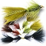 The Fly Crate Woolly Bugger Flies for Trout Fly Fishing Assortment - Size #8 Streamer Fly Fishing Flies (6 Pack - Size #8)