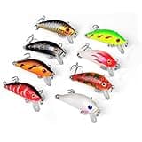 Crankbaits Crank Minnow Lures Set, Fishing Hard Baits, 5cm/3g, with Treble Hook Swimbaits Boat Topwater Lures, for Trout Bass Perch (Type R 8PCS Crankbait)…