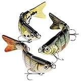 CharmYee Bass Fishing Lure Topwater Bass Lures Fishing Lures Multi Jointed Swimbait Lifelike Hard Bait Trout Perch Pack of 3