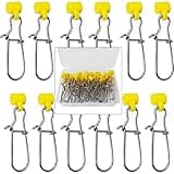 Tenalleys 40Pcs Stainless Steel Fishing Line Sinker Slides Catfishing Rig with Duo Lock Snaps Heavy Duty Sinker Slider Swivel Snap Kit for Fishing Tackle (Yellow)