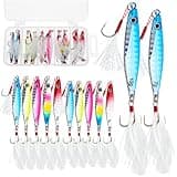 10 Pcs Fishing Jigs Metal Fishing Spoons Lures, Long Casting Jigging Spoon Lure Vertical Hard Swimbaits for Walleye Bass Trout Freshwater & Saltwater