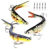 JungleWalker Bass Animated Fishing Lures, Robotic Swimbaits for Bass Trout Musky Pike, Slow Sinking Super Bionic, Top Water Swim Bait Freshwater, 3 Pcs