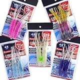 5 Packs - 4.5" Fishing Ling Cod Rig Twin Bulb Squids Rockfish lingcod Soft Lure -5 Colors- Blue, Pink, Purple, Red/Black, Glow