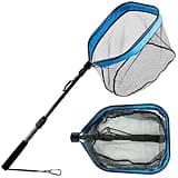 Floating Fishing Net for Steelhead, Salmon, Fly, Kayak, Bass,Trout Fishing, Catfish, Rubber Fish Net for Easy Catch & Release,Fishing Gear with Telescoping Handle Easy Transportation & Storage