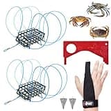 AQWXC 6-Loops Crab Trap for Fishing Pole, Crab Snare for Dungeness, Rock and Blue Crabs (2 Pack Kit(Glove, Gauge Included))