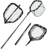 PLUSINNO Fishing Net with Telescoping Handle, Carbon Fiber Ultralight Long Fish Net, Collapsible Floating Landing Net 6.56Ft, Fishing Gear Kayak Accessories for Bass Trout Salmon