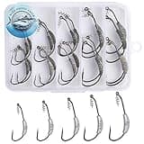 SHUNWEI 25 Pcs/Box Weighted Swimbait Hooks, Weighted Fishing Hooks Saltwater Worm Weedless Hooks for Bass Fishing Mixed 5 Size 1/0 2/0 3/0 4/0 5/0