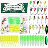 Dovesun 45Pcs Ice Fishing Jigs Kit Ice Fishing Lures for Panfish Bass Walleye Crappie Jigs Ice Fishing Gift Ice Fishing Gear Accessories Tackle Glow in The Dark