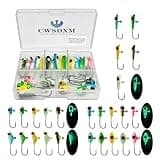 CWSDXM Glow Ice Fishing Jigs Winter ice Fishing Lures Ice Fishing Gear for Ice Jigging Panfish, Pike, Walleye, Perch and Crappies 25pcs…