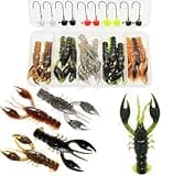 Lilureena 25 Pcs bass Fishing kit Baits Soft Plastic Fishing Lures bass Lures for Bass Crawfish Lures Jig Head Kit