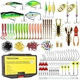TRUSCEND Widely Used Fishing Lures Kit, Fishing Sinkers Weights Worth Every Penny, Selected Bass Lure & Tackle Kit for Freshwater, Premium Starter Bass Gear Set, Perfect Gifts for Men