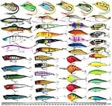 XBLACK Fishing Lures Set, Including Minnow Popper Jointed VIB Shrimp Frogs, Whopper Fishing Lure for Bass Catfish Pike, Baits for Freshwater Saltwater, Fishing Gifts for Men Women(48pcs)