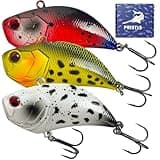 Pristis 3 pcs Lipless Crankbait for Bass Fishing, Mini Sinking Crank Bait with Vibrant Coating & Treble Hooks for Freshwater Saltwater, Minnow Rattle Trap Lure Set for Perch Trout Walleye, Red