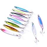 Aorace 10pcs 8.7cm/40g Saltwater Fishing Casting Metal Jig Shore and Boat Jigging Lure Bait Fishing Lures Hard Spoon Treble Hooks Tackle Salmon Bass