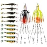 Alabama Rig Kit,2 Sets Umbrella Rig Fishing Lure Kit with Jig Heads and Trailers,5 Arms Fishing Umbrella Rigs Swimbait Lure for Trout Salmon Bass