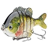 BASSDASH SwimPanfish Multi Jointed Panfish Bluegill Swimbaits Topwater Hard Bass Fishing Crank Lure 3.5in/0.85oz, 4 Colors (Bluegill)