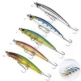 WANBY Proven Explosive Color Special Minnow Swimbait Vibrating Jigging Freshwater Saltwater Fishing Lures with Hook Fishing Tackle for Trout Bass Salmon
