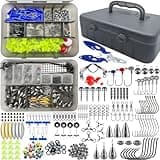 WOEUROI 427 PCS Fishing Gear Accessories Kit, 2025 New Organized Fishing Tackle Box with Tackle Included, Fishing Gear and Equipment for Bass Trout include Fishing Pliers, Weights, Hooks, Swivels