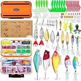 Fishing Lures Kit for Freshwater Tackle Box Kit for Bass Trout, Valentines Day Fishing Gifts for Him Kids Beginner, Bait & Other Accessories Fishing Gear Stuff 105pcs Orange