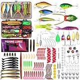 153-Piece Fishing Lures Tackle Box Kit – Complete Fishing Gear Set with Swimbaits, Weights, Assorted Baits, Hooks & Tackle Included for Bass, Trout, Walleye Freshwater & Saltwater Fishing Gift for Men