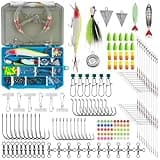 OROOTL Saltwater Fishing Tackle Box, 151pcs Surf Fishing Gear Kit Saltwater Lures Fish Finder Rigs Pyramid Sinkers Hooks Swivels Pompano Rigs for Deep Sea Accessories