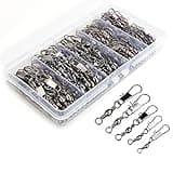 200PCS Barrel Snap Swivel Fishing Accessories, Premium Fishing Gear Equipment with Ball Bearing Swivels Snaps Connector for Quick Connect Fishing Lures