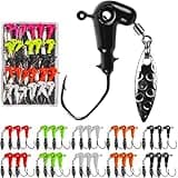 VMSIXVM 30 Pcs Crappie Jigs Heads Kit, Underspin Fishing Jig Heads Hooks Lures for Freshwater Saltwater, Swimbait Jigheads with Spinner Blade for Crappie Bass Trout Walleye 1/8oz, 1/16oz