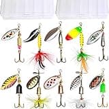 10pcs Fishing Lure Spinnerbait, Bass Trout Salmon Hard Metal Spinner Baits Kit with 2 Tackle Boxes by Tbuymax