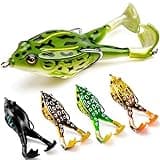Topwater Frog Lure Bass Trout Fishing Lures Kit Set Realistic Prop Frog Soft Swimbait Floating Bait with Weedless Hooks for Freshwater Saltwater（Pack of 5）