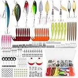 GOANDO 404pcs Fishing Accessories Kit,Fishing Lures for Bass Trout Salmon,Fishing Tackle Box with Tackle Included for Freshwater and Saltwater,Fishing Gear and Equipment