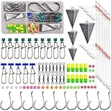 SILANON Surf Fishing Tackle Kit,Saltwater Fishing Gear Surf Fishing Rigs Pyramid Weights Sinker Slide Foam Floats Leaders Various Accessories Ocean Beach Fishing Equipment Box