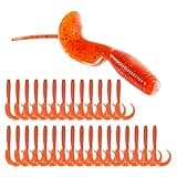 Probite Curly Style Tail Worms Fishing Lures – Realistic Wavy Tail Soft Bait Grub Swimbaits for Saltwater & Freshwater – Perfect for Bass, Trout, Crappie & More (4inch, 30pcs, New Penny Color)