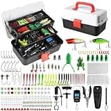 ﻿3 Layers Fishing Tackle Box, 213Pcs Fishing Lures Kit with Small Fishing Tool Kit Containing Weights Scale, Lip Clip, Hook Remover, Fishing Accessories, Fishing Gear for Beginners Kids, Men, Adults