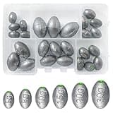 26PCS Egg Weights Egg Fishing Sinkers Lead Weights Catfish Weights Slide Sinkers for Fishing Line Assortment