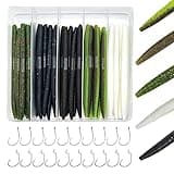 SANTKOL Senko Worms for Bass Fishing, 30PCS/5 inchs Wacky Worms for Freshwate Salwater, with Tackle Box