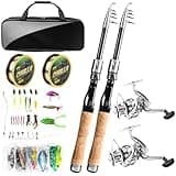 Fishing Pole and Reel Combo - 2PCS 5.9FT Carbon Fiber Telescopic Rods Spinning Reels Saltwater/Freshwater Kit with Lures, Line and Carrier Bag, Travel Fishing Gear for Adults