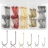 Aberdeen Fishing Hooks Kit 150pcs Long Shank Aberdeen Hooks Assorted Small Size Sharpened Live Bait Fishing Hook Set for Saltwater Freshwater Bass Catfish Trout Crappie Panfish