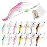 14PCS Saltwater Fishing Lures Shrimp Lures Set with Bait Box, 7 Colors Premium Soft Shrimp Fishing Tackle with Luminous Sharp Hooks, for Saltwater and Freshwater Aggressive Fish