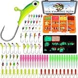 Dovesun Ice Fishing Jigs Kit 87pcs, Ice Fishing Lures Glow in The Dark Ice Jigs with Adjustable Ice Fishing Gear for Panfish Crappie Walleye Jigs Set