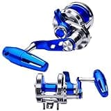 PROBEROS Conventional Reel Fishing Reels - Trolling Reel Lever Drag deep Sea Ocean Big Offshore Jigging Reels - Blue Silver (400,Left)