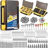 PLUSINNO 229PCS Fishing Accessories Kit with Double-Side Fishing Tackle Box, Abundant Fishing Gear Include Fishing Hooks Jig Head Fishing Weights Sinkers, Fishing Equipment for Trout Bass Crappie