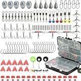 Fishing Accessories Kit Tackle Box, Bass Fishing Kit Portable Tackle Box with Tackle Included Fishing Hooks and Weights Barrel Swivels Snaps Fishing Bobbers