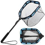 PLUSINNO Floating Fishing Net for Steelhead, Salmon, Fly, Kayak, Catfish, Bass, Trout Fishing, Rubber Coated Landing Net for Easy Catch & Release, Compact & Foldable for Easy Transportation & Storage